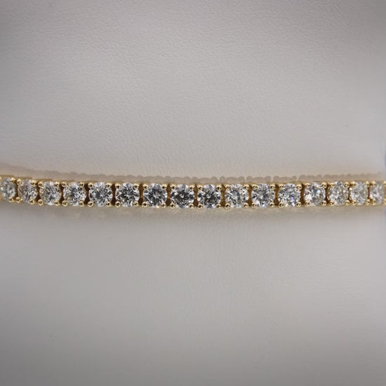 14k Yellow Gold VS Round Diamond Tennis Bracelet 8.39CT