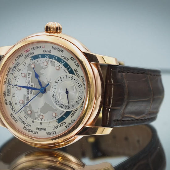 FREDERIQUE CONSTANT 18k Rose Gold Plated Classics Worldtimer Watch FC-718WM4H4