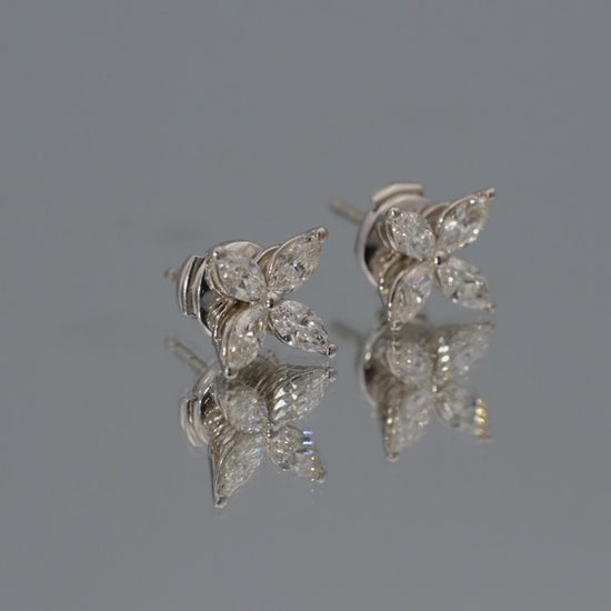 TIFFANY & CO. Victoria Marquise Diamond Platinum Large Size Stud Earrings 1.62CT