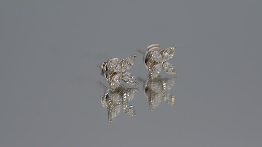 TIFFANY & CO. Victoria Marquise Diamond Platinum Large Size Stud Earrings 1.62CT