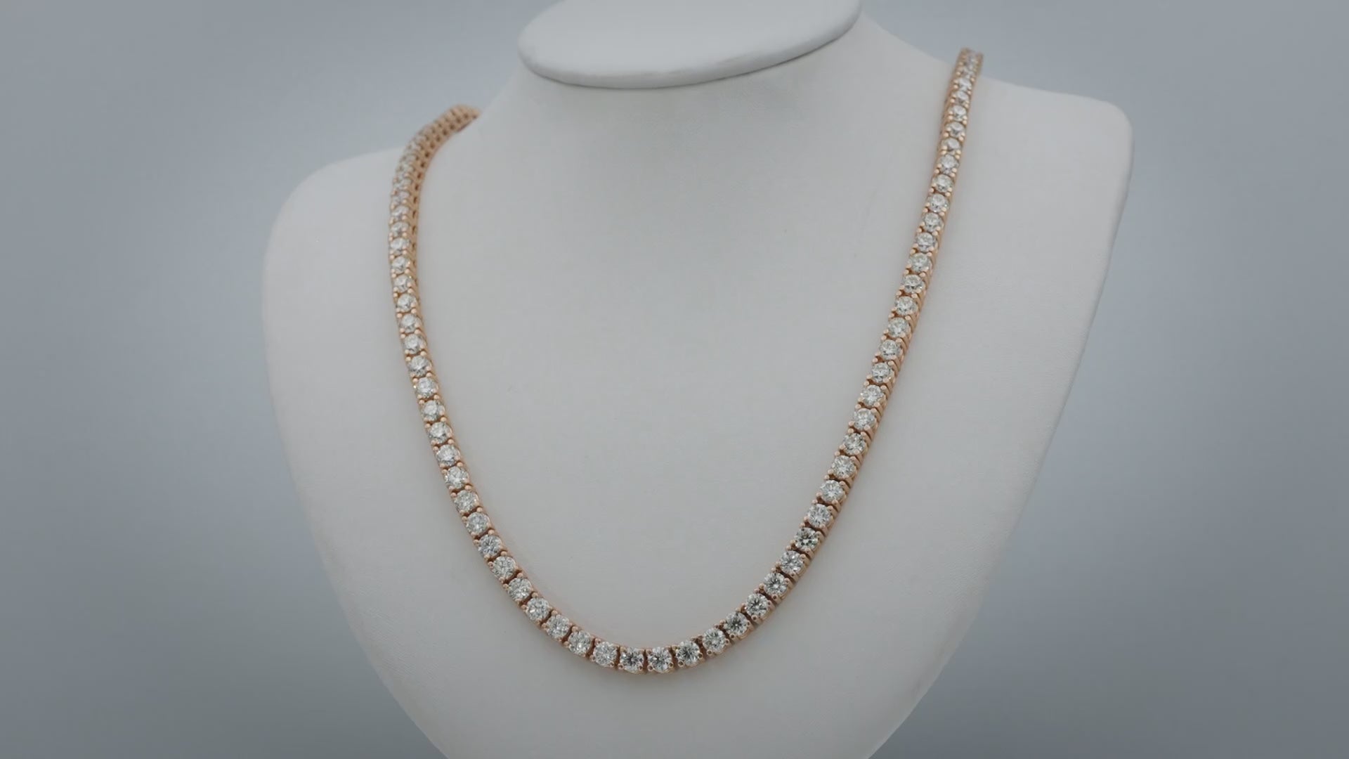 14k Rose Gold VS Round Diamond Tennis Necklace 51.13CT