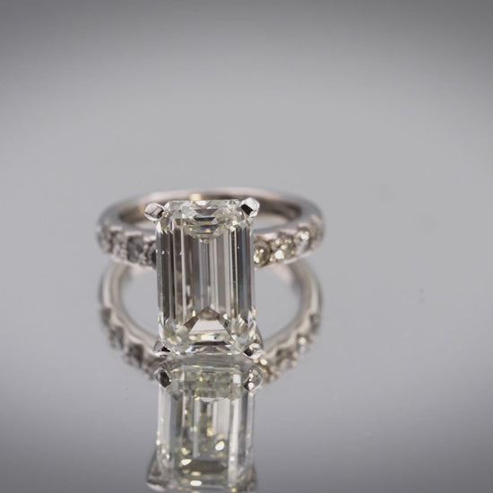 IGI 14k White Gold Lab-Grown Emerald Cut Diamond Ring 7.51CT w/ 7.01CT Center
