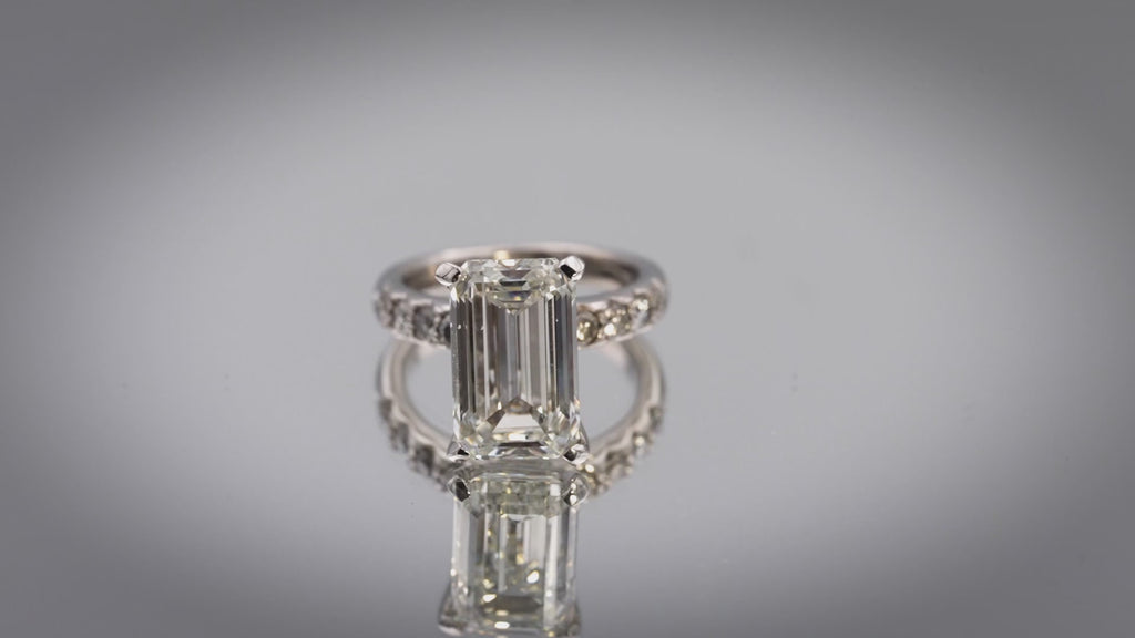 IGI 14k White Gold Lab-Grown Emerald Cut Diamond Ring 7.51CT w/ 7.01CT Center