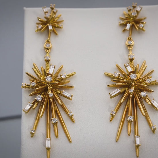 DAVID YURMAN 18k Yellow Gold VS Diamond Supernova Climber Earrings 0.95CT