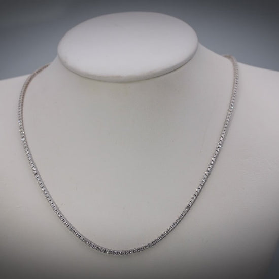 14k White Gold VS Round Diamond Tennis Necklace 5.45CT 217 Pieces