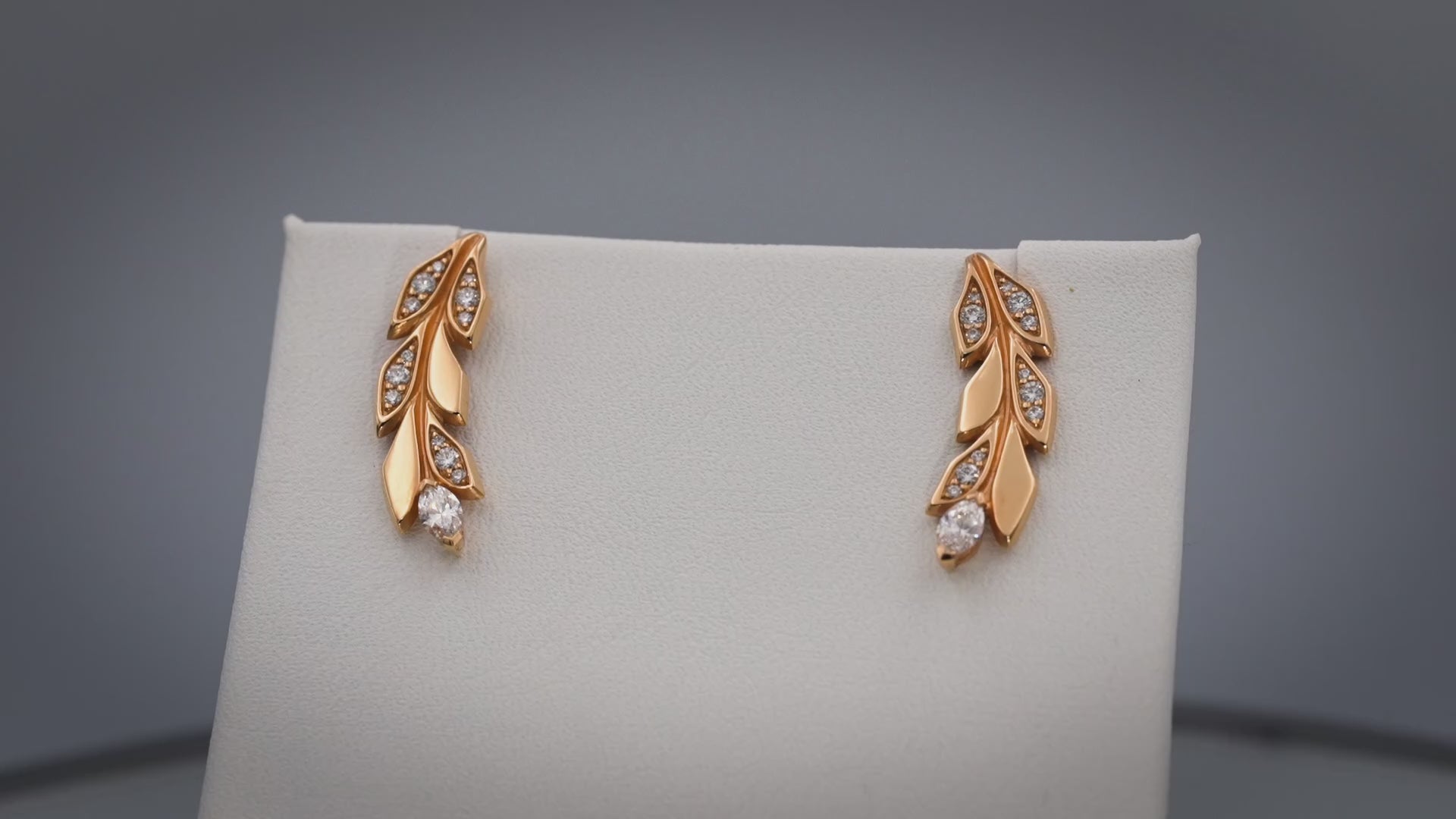 TIFFANY & CO. 18k Rose Gold Diamond Vine Climber Earrings .33CT 6400 Retail