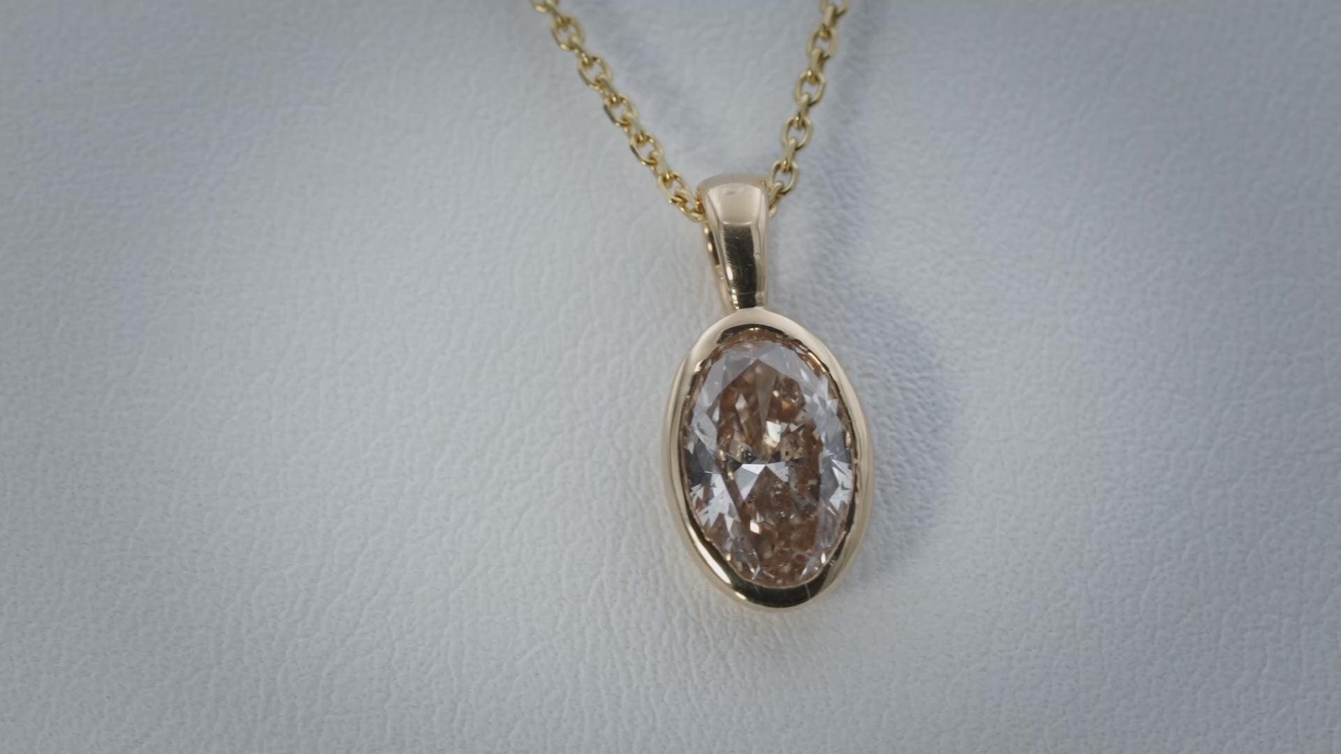 18k & 14k Yellow Gold Oval Cut Diamond Solitaire Pendant Necklace 1.54CT