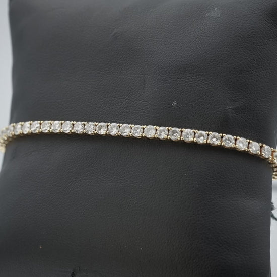 14k Yellow Gold Round Diamond Tennis Bracelet 5.20CT