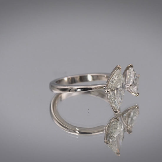 14k White Gold Marquise and Princess Cut Diamond Engagement Ring 3.37CT Size 6.5