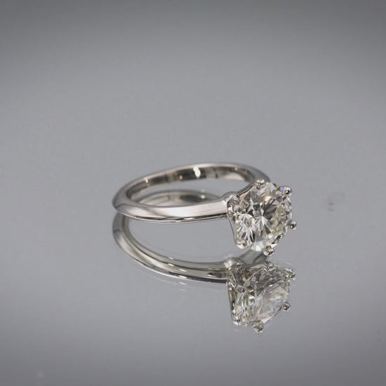 TIFFANY  CO. Platinum Round Diamond Solitaire Engagement Ring 2.22CT w/ Papers