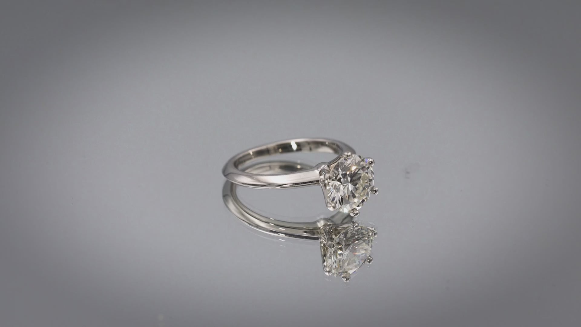 TIFFANY  CO. Platinum Round Diamond Solitaire Engagement Ring 2.22CT w/ Papers